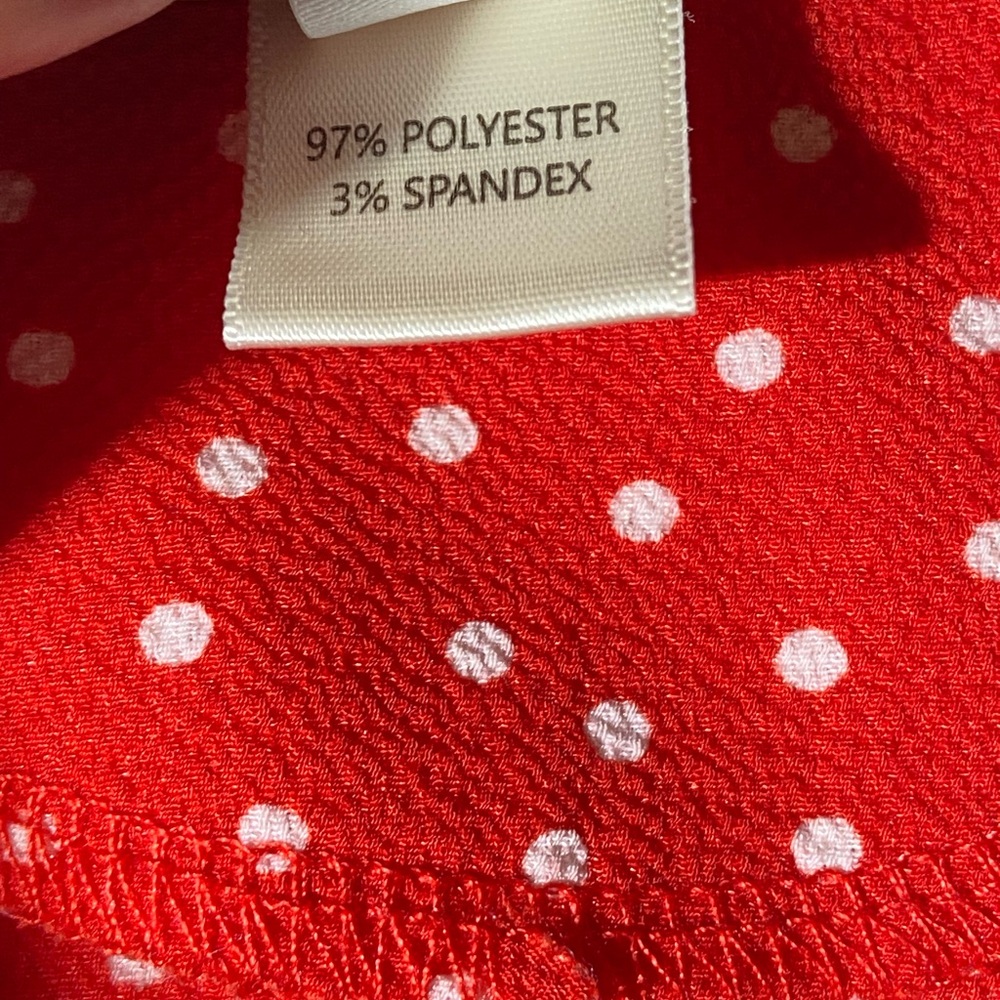 Monteau Los Angeles Red White Polka Dot Off Shoulder Scallop Top Size Small - Picture 8 of 10